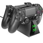 PS4 Controller Charger,PS4 Charging Dock, Dual Controller Charger Station for PS4Dual Charger with Charging Status Display Screen for PS4 Slim / PS4 Pro Controller(Green+Red Indicator)