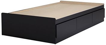 South Shore Fusion Mates Bed with 3 Drawers, Twin, Pure Black