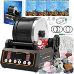 KomeStone K1 Large 2.5LB Barrel Professional Rock Polisher Tumbler Kit, with Advanced 3-Speed Motor & 9-Day Timer, 6 Belts, Rough Gemstones, Polishing Grits etc, Science STEM Gift for Kid Adult