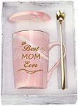 Best Mom Ever Mug Best Mom Ever Coffee Mug Best Mom Mug Best Mom Gifts Coffee Mug Cup Birthday Mothers Day Gifts for Mom from Daughter Son Mom Coffee Mug 14 Ounce Pink with Gift Box Spoon Coaster