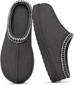 Litfun Memory Foam Slippers for Women Cozy Warm House Shoes Indoor and Outdoor, Grey 42/43
