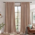 StangH Beige Blush Velvet Curtains Light Dimming Bedroom Panels 96 inches 2 Panels, Luxury Farmhouse Decor Window Treatment Back Tab Soundproof Draperies for Kids Nursery/Study, W62x L96