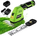 WORKPRO 12V Cordless Grass Shear & Shrubbery Trimmer - 2 in 1 Handheld Hedge Trimmer, Electric Grass Trimmer Hedge Shears/Grass Cutter with 2.0Ah Rechargeable Lithium-Ion Battery &1 Hour Fast Charger