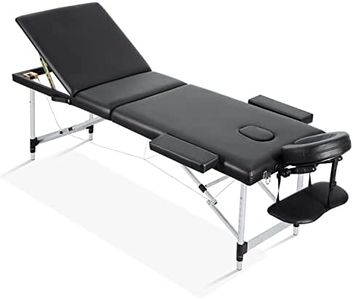 Careboda Mesa de masaje profesional Cama de masaje portátil con marco de aluminio de 3 secciones, cama de spa plegable, funda de transporte y accesorios completos incluidos