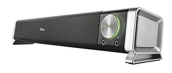Trust Asto PC Soundbar, USB Powered Speaker Set, Rich Stereo Sound System 12 W Peak Power, Illuminated Volume Control, Speaker for PC, Monitor, TV - Black