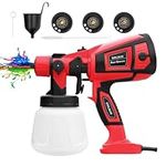 DRILBUR Paint Sprayer, 700W High Power HVLP Spray Gun, Electric Paint Gun with 3 Copper Nozzles, 3 Spray Patterns for Painting Ceiling, Fence, Cabinets, Tables, Chairs, Walls and Crafts (Red)