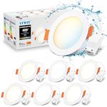 LVWIT Led Recessed Ceiling Lights Dimmable,4W Led Downlight Ceiling Light,Led Round Panel Light,Bathroom Spotlights Ceiling Lights,400LM,3000K,4000K,6500K,Spotlights for Kitchen(6 PCS)