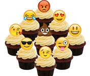 Made4You Emoji/Smiley Faces Party Pack - Edible Cupcake Toppers - Stand-up Wafer Cake Decorations (Pack of 36)