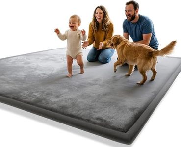 AEOCOO Baby Play Mat for Floor Cushion, Extra Large 1.3" Thick Memory Foam Nursery Rug, Soft Velvet Anti-slip, Tatami Style Tummy Time Mat for Toddlers Baby Kids Crawling, Playpen, Living Room, Grey