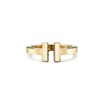 GOLDHARTZ Women's Tiffany Inspired T Square Ring in 925 Sterling Silver | 18K Gold & Rose Gold Plated | Unisex Style | Perfect for Men and Women