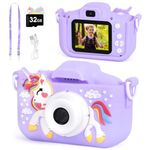 aiskding Kids Camera, 1080P HD 2.0 Inch Screen Kids Digital Camera with 32GB SD Card, Portable Child Digital Video Camera with Silicone Cover for Kids Age 3-12 Years Old Boys Girls