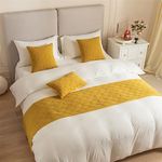 Morbuy Bed Runners Holland Velvet, Seashell Pattern Scarf Bedspread Bedroom Scarves Bed Scarf Hotel Luxury Protection for Bed Cover Single Double King Size (45 * 210cm for 150cm bed,Yellow)