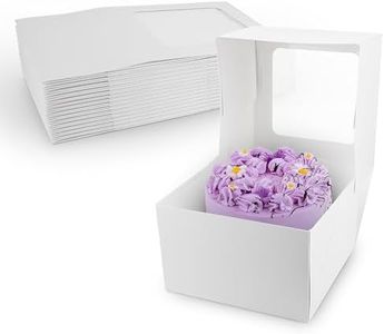 MT Products White Cake Boxes 8" x 8" x 5" - Auto Pop-Up Bakery Boxes with Window (Case of 120) - Made in the USA