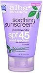 Alba Botanica Soothing Sunscreen, Pure Lavender SPF 45, 4 Ounce