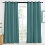 NICETOWN Blackout Drape for Nursery, Sea Teal, Single Panel, 55 by 86-inch, Home Fashion Thermal Insulated Blackout Room Darkening Curtain/Drapery with Ring Top