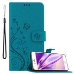 cadorabo Book Case works with Apple iPhone 6 PLUS/iPhone 6S PLUS in FLORAL BLUE – Cover in Flower Design with Magnetic Closure, Stand Function and 3 Card Slots - Wallet Etui Pouch PU Leather Flip