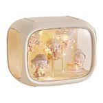 Display case for Figures with Light Adjustable Display Stand Clear Acrylic Display Box with Door Dust and Moisture Proof Suitable for Lego Collectibles Action Figures Pop Mart (Cream)