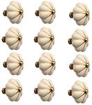 HOBKNOBS Fluted Ceramic Polished Brass Cabinet/Drawers Knob Cream/Gold (12)..