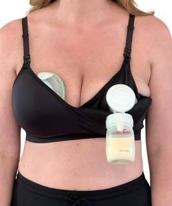 Supermom Silhouette with Removable Pads, Pumping Bra Hands Free, Adjustable Pumping & Nursing Bra for All Breast Pumps Indigo