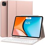 CHESONA Keyboard Case for iPad Pro 12.9 2022 6th Generation, iPad Pro 12.9 Case with Keyboard 5th/4th & 3rd gen - Wireless Detachable - P Pencil Holder, Keyboard Case for iPad Pro 12.9 inch, Rose Gold