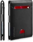 RUNBOX Slim Wallets for Men - Leather Money Clip Mens Wallet - RFID Blocking Front Pocket Bifold Wallet - Minimalist Credit Card Holder with Gift Box, Classic Black, medium, Modern