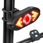 Smart Bike Tail Light USB Rechargeable Bicycle Turn Signals with Remote Control Rear Bike Light Waterproof Safety Warning Back Lights Bike Alarm for Night Riding Mountain Bike Accessories