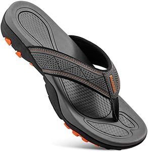 HAOLIRA Flip Flops for Men Summer Athletic Outdoor Tong Sandals with Arch Support Beach Slippers, Na1 Gray, 13