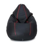 OHSTORE Premium Bean Bag Chair Ultra Comfortable, Durable Faux Leather Cover, Lightweight & Ergonomic Lounge Seat for Home, Office, Gaming & Relaxation (Black Red - XXXXL) (Only Cover)