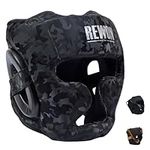 Night Camo Series Boxing Headwear for Men and Women, Youth Kickboxing Headgear Head Guard for Training, Head Gear MMA Protective Helmet for Wrestling, Sparring, Karate (Black, M)