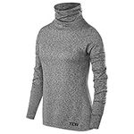 TCA Women's Warm Up Long Sleeve Training Workout Funnel Neck Thermal Running Top with Thumbholes - Quiet Shade, X-Large