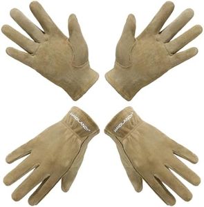 HANDLANDY Kids Genuine Leather Work Gloves for ages 3-11, Children Gardening Gloves for Boys, Girls (Small (for age2-4), 2 pairs)