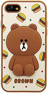 LINE FRIENDS iPhone SE3 Case (3rd Generation) SE2 (2nd Generation) / 8/7 Case Cover Silicon CASE Hamburger Brown (Line Friends Silicone Case) iPhone Cover 4.7 Inch Officially Licensed Product