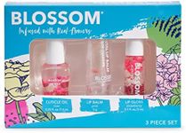 Blossom Hydrating, Moisturizing Scented Cuticle Oil, Scented pH Color Change Lip Balm, Roll on Lip Gloss, Infused with Real Flowers, 0.7 fl. oz/15mL, 3 Pack Gift Set, Rose/Pink/Strawberry