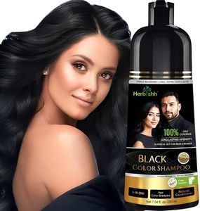 Herbishh Hair Color Shampoo Black | 100% Grey Coverage, Demi-Permanent Hair Color for Men & Women, Long-lasting Color in 5-15 Mins, Ammonia-free, 200 ml