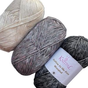 Cotton to The Core Worsted Weight Yarn for Crocheting, 3 Skeins, 654 Yds/300G, Free Patterns - Soft Cotton Yarn for Knitting - #4 Medium Worsted Weight