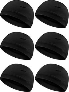 Syhood 6 Pieces Men Skull Caps Cotton Beanies Sleep Hats Multifunctional Helmet Liner Cap for Men and Women, Black, One Size