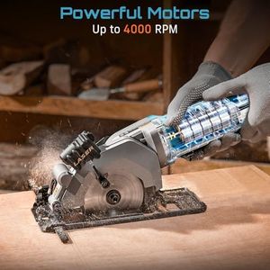 Seesii Mini Circular Saw with Laser Guide,4.8A 4000 RPM Compact Corded Circular Saw with Rip Guide,3 Blades (4-1/2") for Wood,Soft Metal,Tile,Plastic Cutting,Max Cut Depth 1-11/16"(90°),1-1/8" (45°)