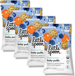 Little Spoon Blueberry Carrot Meltable Baby Wheels, Organic Corn, Quinoa & Sorghum, No Added Sugar Snacks, Encourages Self-Feeding, 1 Oz Bag, 4 Pack