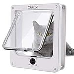 CEESC Large Cat Door, 4 Way Locking Indoor Cat Door for Interior Exterior Doors, Weatherproof Pet Door for Cats, Kitties, Upgraded Version(Medium, White)