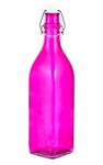 Machak Square Glass Bottles With Cork 1litre, Kitchen Decoration (Set of 1, Purple)