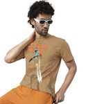 Free Authority Star Wars Printed Regular Fit Beige Cotton Men's T-Shirt