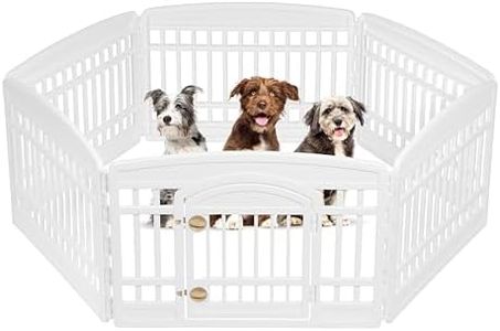 IRIS USA 24" 6-Panel Pet Playpen with Door, Dog Playpen For Puppy Small Dogs Keep Pets Secure Easy Assemble Easy Storing Customizable Non-Skid Rubber Feet, White