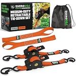 Rhino USA Retractable Ratchet Tie Down Straps (2PK) - 1,209lb Guaranteed Max Break Strength, Includes (2) Ultimate 1" x 10' Autoretract Tie Downs with Padded Handles. Use for Boat, Securing Cargo