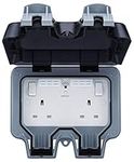 BG Electrical WP22WR-01 Double Weatherproof Outdoor Switched Power Socket with Wi-Fi Repeater, IP66 Rated, 13 Amp, Grey, 16.5 cm*16.5 cm*17.3 cm