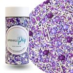 Perfectly Purple Sprinkle Mix| Made in USA By Sprinkle Pop| Monochromatic Mix Of Rich Purples| Purple White Sprinkles For Decorating Valentines Day Bridal Shower Birthday Cakes Cookies Cupcakes, 4oz