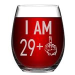 Livole 30th Birthday Gifts for Women Men, 15oz Stemless 29+ Wine Glasses, Unique Personalized Unbreakable Wine Tumbler for Best Friend, Mom, Wife, Auntie, Her, Coworker, Party Decoration