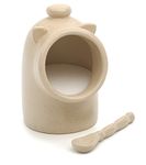 Oatmeal stoneware Salt Pig and Spoon Salt Keeper