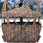 XProudeer Extra Large Hunting Blind 5-Sided Hunting Ground Blind for 3-4 Person 288 Degree See Through Deer Blinds Portable Camouflage Pop Up Blinds