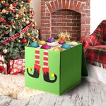 Just for Christmas Bauble Storage Box With Cardboard Dividers Foldable Xmas Ornaments Storage Cube Heavy Duty Collapsible Space Saving Plush Decoration Multipurpose Box Non Woven Fabric Folds Flat