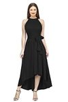 QUEEN ELLIE Women's Western High Low Knee Long One Piece Dress (Medium, Black)